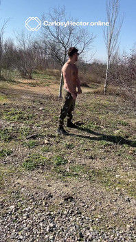 Carlos Jerks His Massive Cock Outdoors - Stroking Hard in the Middle of Nowhere