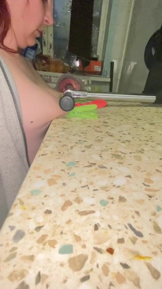 Elena917: tits with clamps and pressing - solo