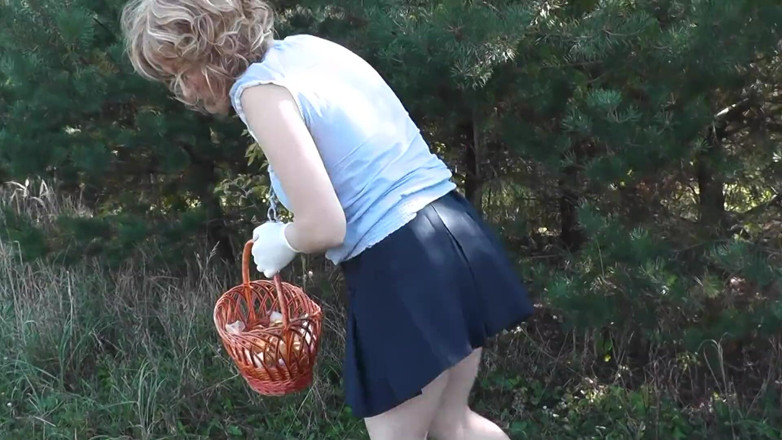 XXX-Platinum: Outside. Beautiful Stepmom MILF Without Panties Picks Mushrooms in Forest...