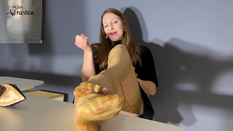 Miss Adrastea: Sniff My Wrinkled Soles and Cum on My Command! - Pantyhose...