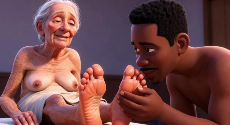 Anime Hentai: Anziana nonna che si fa oliare e leccare i piedi -...