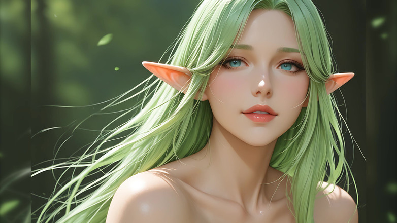 LustRender: Tayangan Slaid Lustrender: Wanita Elf bogel yang cantik mengalir seni...