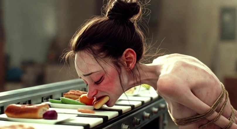 YOUR BEST FANTASY: Extremely Skinny Girl Bound - Stuffed with Food Until Full