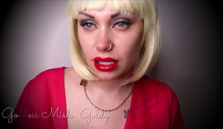Goddess Misha Goldy: Moje piękne miękkie usta pomalowane na jasny czerwony kolor podniecą...