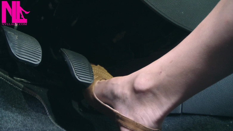 Nyllady: Revving and Driving in Light Brown Peeptoe Sandals