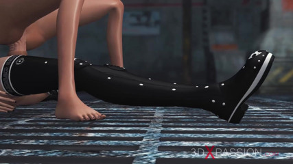 3dxpassion-transgender: 奴隷。3D温泉dickgirlは工業地帯で角質の十代のtrannyをファック