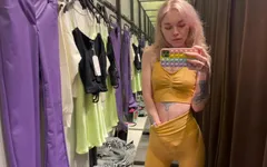 Depraved games in the fitting room.  I wanted to make a hot video, but I got horny and cuming in the locker room