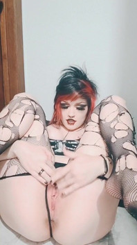 Sneaky Little Goth Slut Secretly Masturbates in the Family Bathroom
