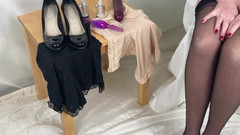 Aunty Sandra vintage girdle queen: ホワイトラゴガードル姿のサンドラおばさん