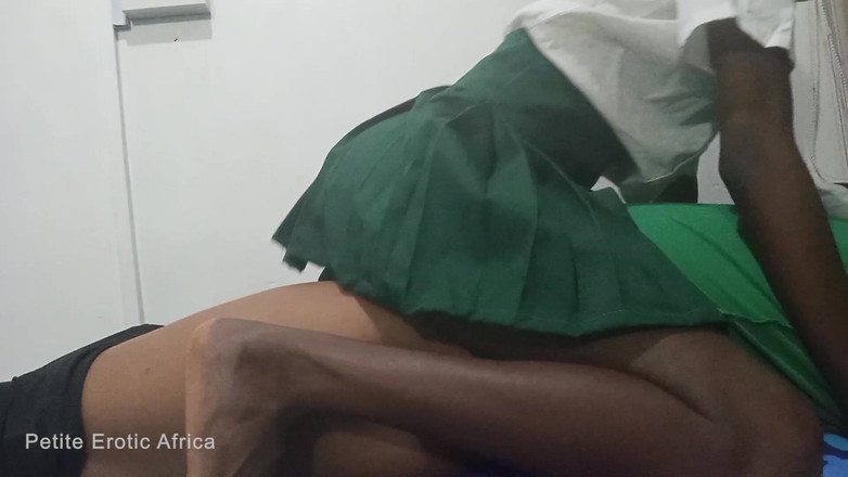 Petite Erotic Africa: African Teen Bitch in Uniform. Fucks Cowgirl After School