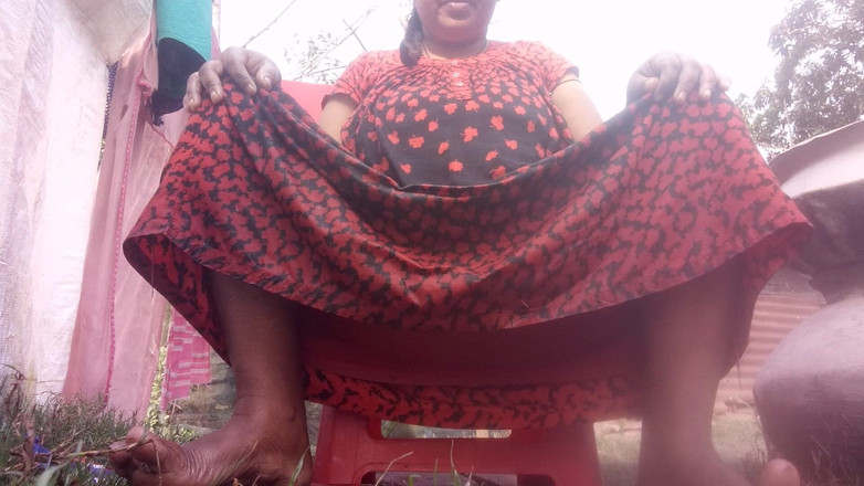 Lija: College Girl Bathing Outside