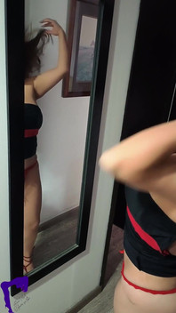 Bts Homemade: Hot Latina Adjusts Her Lingerie in Front of the Mirror Showing Her Perfect Ass