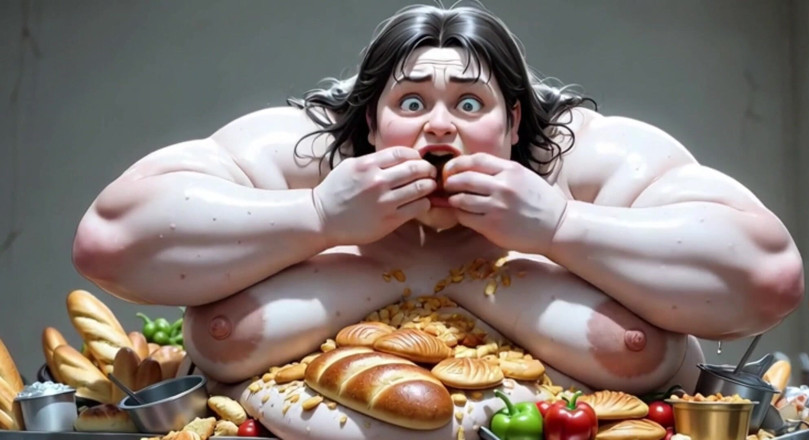 YOUR BEST FANTASY: Huge Obese SSBBW Stuffing Herself - Naked with Thick Hairy Pussy