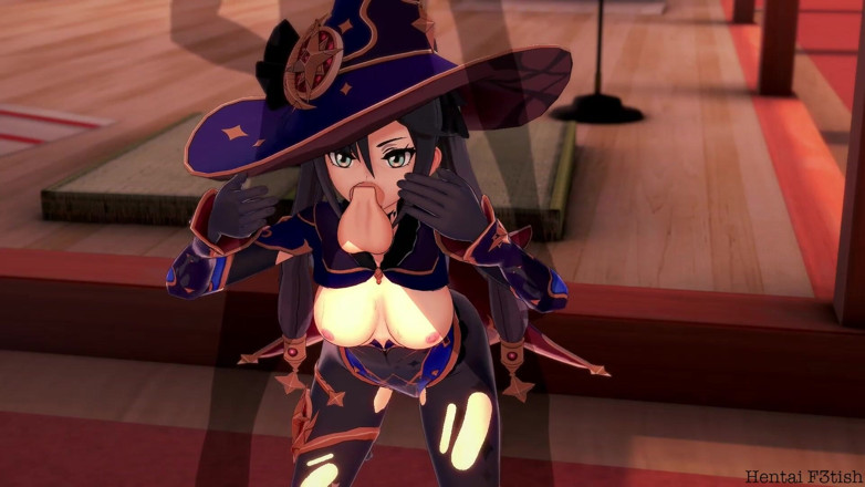 HentaiF3tish: Ejaculare înăuntru cu Genshin Impact Mona Hentai
