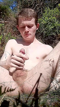 Naked in the Forest Jerking off