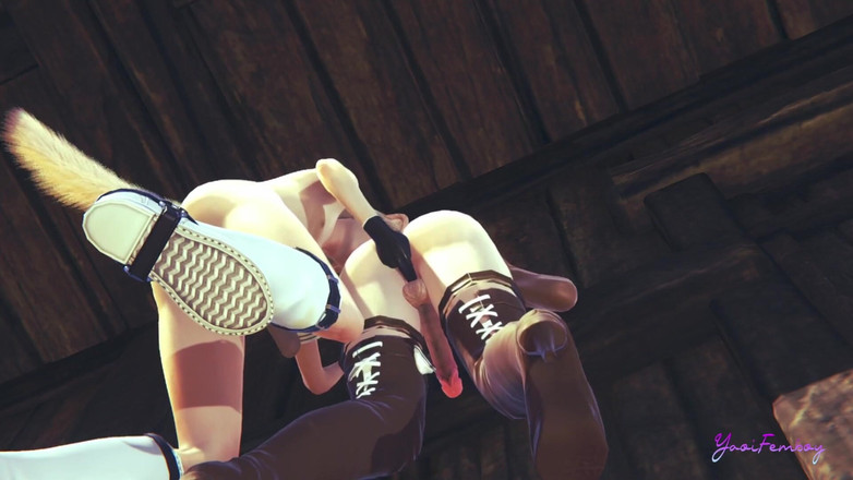 Yaoitube: Na Titána Yaoi Femboy - Eren honění a prstění