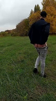 Jerking off a Big Cock Outdoors