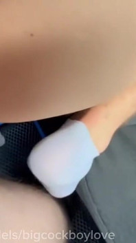 Virgin Schoolboy Fucks His Hole in Stepdaddy's Car with His Big Dick!