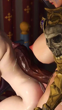 A super hot dickgirl plays with a sexy young brunette in the medieval castle