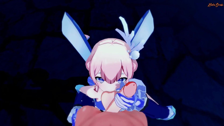 Hentai Smash: Mimi делает минет в видео от первого лица, прежде чем получить камшот на лицо, а затем глотать сперму. Хентай Genshin Impact