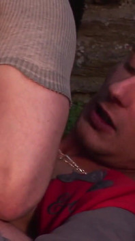 Exclusive video Bareback: Sexy muscular guys anally fuck in the garden of the house