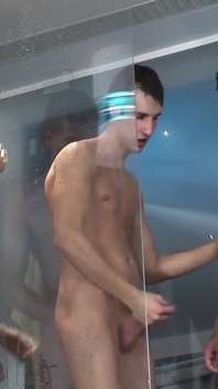 Exclusive video Bareback: Sexy gay couple joins a very horny boy in the shower
