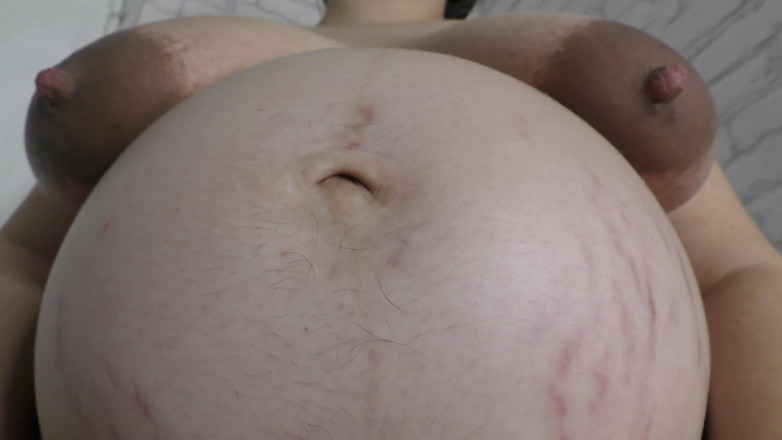 Milky Mari: 9 month pregnant wife showing to you her shaved pussy...