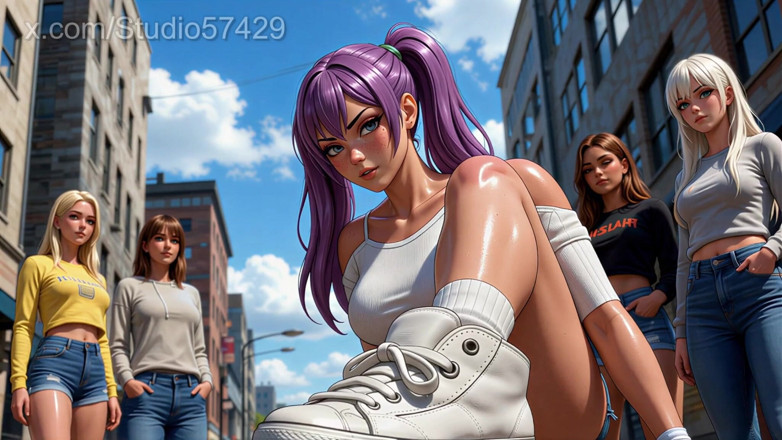 Supreme femdom: Giantess Crush dalam kasut sneakers, sebaliknya, penguasaan kaki femdom