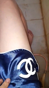 Satin pajamas messy cumshot