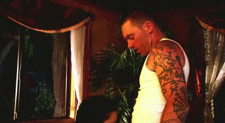 Horny Goons: Inked couple fucked sexy babe