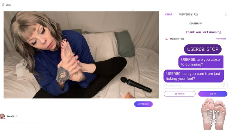 Tetra69: Tetras cam show nohy sebe uctívání