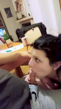 Real Homemade Slut Sucking Big Dick on Her Knees