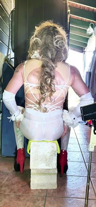 Hot TS Cute Sissy Femboy Riding the Dildo and Handsfree in Skirt and Fishnets