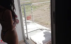 I'm Very Horny and I Call My Stepsister to the Balcony and I Turn Her on to Fuck Her