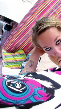 Blonde Milya with sagging tits gets fucked by stepbrother on holiday