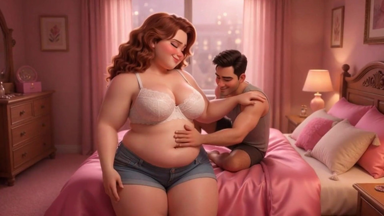 My night collection: Gordita hermanastra se desnuda lentamente y revela su suave cuerpo...