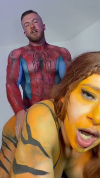 Tigra Takes Spider-mans Big Hard Throbbing Cock