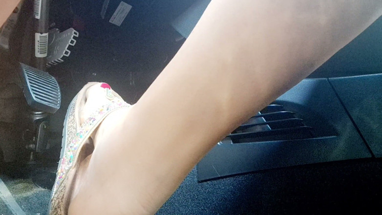 Nicoletta Embassi: Heavy Traffic Pedal Pumping in Boho Slides: Low-cut Ethnic Dress...