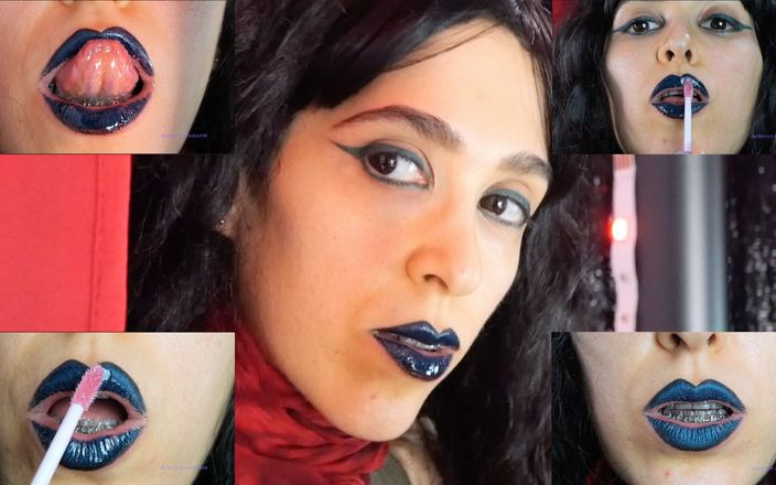 Rebecca Diamante Erotic Femdom: Lipstik hitam biru gotik dan bibir glossy