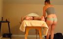 Justine Clover: Kamera internetowa masażu pokazuje seksowną masażystkę dając klientowi szczęśliwe zakończenie.