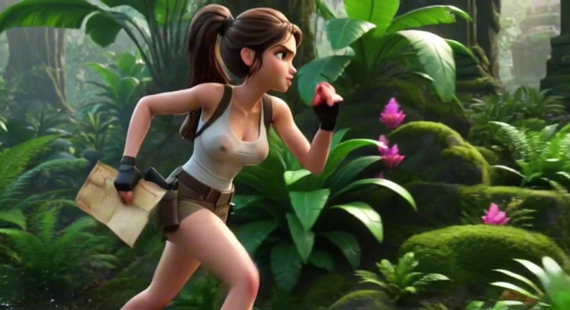 My night collection: Lara Croft Discovers Amazon Treasure and Embraces Beautiful Blonde Ancestral...