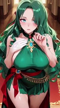 Green Queen on the Golden Throne! Lazy Seduction in a Silk Gown, What Secrets Hide Beneath?