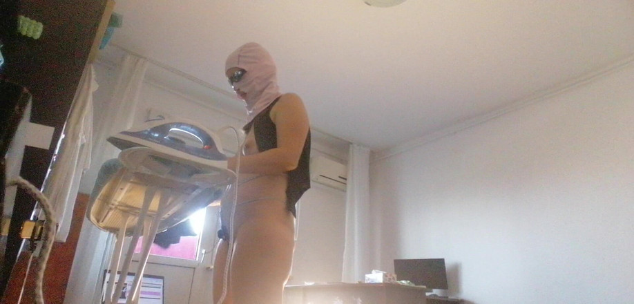 Mirsur: Amateur Wife Does Housework Naked. Brunette with Hairy Pussy, Big...