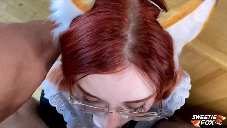 Sweetie Fox: Deep sloppy blowjob from Sweetie Fox in college uniform - cum...