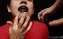 CumArtHD: CFNM - Red Turtleneck, Black Lips - Handjob + Cum Mouthful + Cum on...