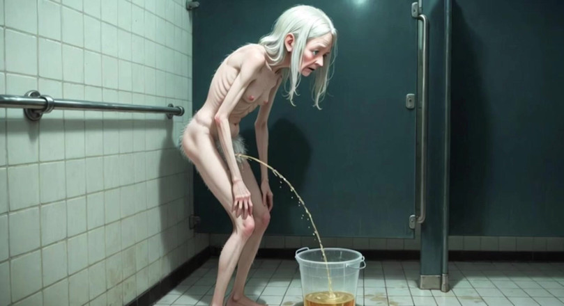YOUR BEST FANTASY: Old Granny Public Pissing in Bucket - Hairy Wet Pussy &amp; Real...