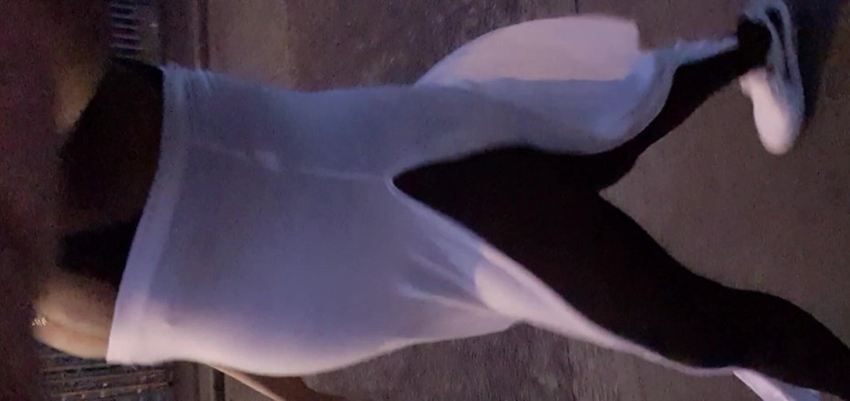 Lingeriemanx69: White dress and street walk