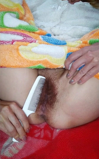 Abella Love: Cute babe fingering and combing her hairy pussy POV