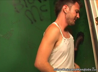 Gloryholes And Handjobs: Luke Cross Sucks Big Black Cock Through A Gloryhole