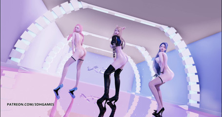 3D-Hentai Games: Stellar - Vibrato Ahri Seraphine Kaisa naked dance kda league of...